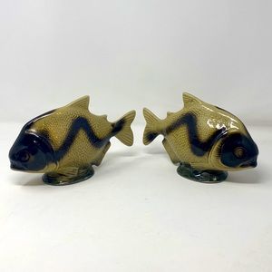 2 Ceramic Piranhas - Measures 8 1/4"‎ Long x 5 1/4" Tall - Made In Brazil